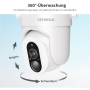 SEHMUA 2-teiliges 2K-Überwachungskamera-Set für den Außenbereich – kabellose 360°-Außenkamera mit Solarenergie, PIR-Sensor, Farb-Nachtsicht und IP66 wasserdicht