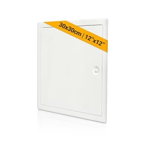 Proxinova inspection door made of white sheet steel 300x300mm for inside and outside | Metal access plate for inspection opening | Inspection flap | Fuse box cover concealed in metal, meters and pipes