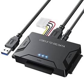 POSUGEAR USB 3.0 zu IDE und SATA Adapter für 2,5 und 3,5 Plugadas IDE SATA Festplattenkonverter für Windows 10/8/7, Mac OS, Linux, PS5, Xbox X/S, 12V Netzteil im Lieferumfang enthalten