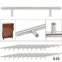 TRIXES Packung mit 20 Edelstahl-T-Griffen für Schubladen