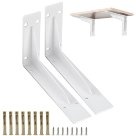 DOMI PRO Paquete de 2 soportes para estantes de 250 mm en forma de L Soportes para estantes resistentes Soportes para estantes de metal