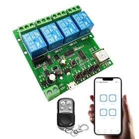 Módulo de relé WiFi de 4 canales Jane Eyre con control remoto inalámbrico de 433 MHz - Control de puerta de garaje