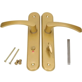 KOTARBAU® Bathroom door handle set, classic design, with latch and lock, 90 mm, aluminium, gold