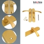 KOTARBAU® Bathroom door handle set, classic design, with latch and lock, 90 mm, aluminium, gold