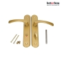 KOTARBAU® Bathroom door handle set, classic design, with latch and lock, 90 mm, aluminium, gold