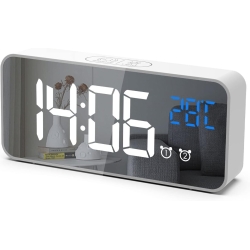 Цифровой будильник LATEC с большим светодиодным дисплеем температуры, настольные часы с 10 музыкальными композициями, USB-зарядка, 4 регулировки яркости и громкости