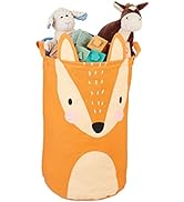 Relaxdays storage basket for children, fox motif, foldable, H x D: 56 x 35 cm, toy basket with...