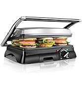 Aigostar Samson – grill eléctrico, grill, panini, sandwichera, 2000 W. Controlador de temperatura...