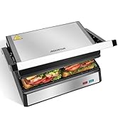 Aigostar Hett Pro - grill eléctrico, grill, sandwichera y panini, 1500 W. Eco-Stone Anti...