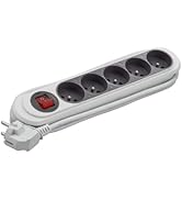 Debflex 716073 Nola - Regleta de 5 multitomas 2P + T con interruptor (16 A), color gris oscuro