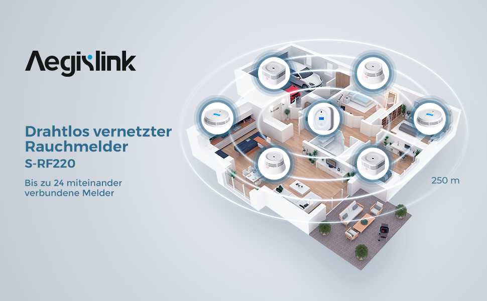 AEGISLINK drahtlos vernetzter Rauchmelder, S-RF220