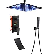 ESOP Colonne de Douche Encastrable, Black Mat Ensemble de Douche Monté au Plafond Système de Douche...