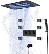 ESOP Colonne de Douche Noir, Musique 64 Couleurs LED Système de Douche Encastrable Ensemble de Do...