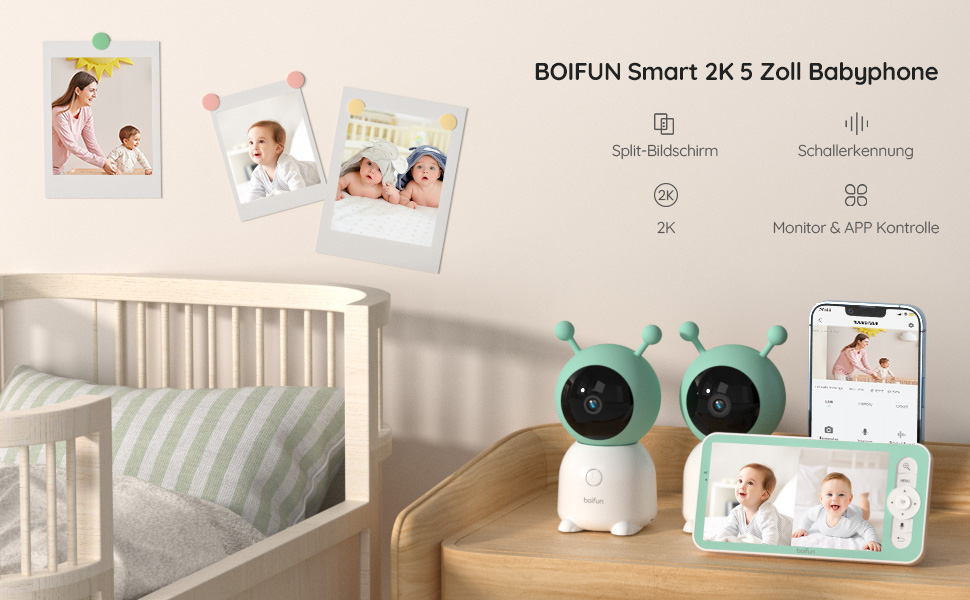 BOIFUN Smart 2K 5 Inch Baby Monitor