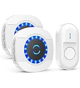 Wireless doorbell, wireless doorbell radio set 300m range, IP55 outdoor waterproof front door bell...