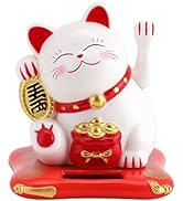 Fortune Lucky Wealth Welcoming Cat Solar Powered Cute Cat with Waving Arm Home Display Ca...