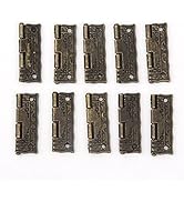 10 Uds. Bisagras de puerta Retro gabinete de bronce antiguo joyero bisagra puerta muebles madera Fa...