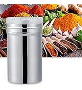 Stainless steel powder shaker with net shaker for cocoa, flour, coffee, with sieve spice storage container ...