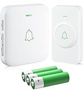 AVANTEK Wireless Doorbell Battery Operated White, Mini Wireless Doorbell 300M, IP55 Waterproof Elec...